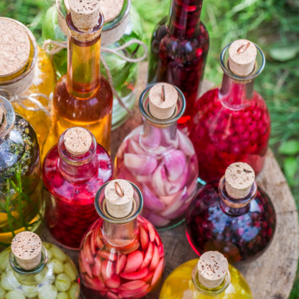 Fresh liqueur with fruits and alcohol